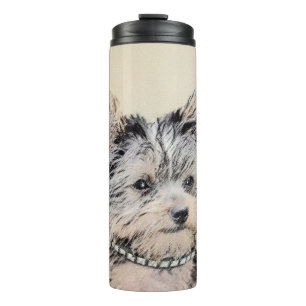 Yorkshire Terrier Puppy Painting Original Dog Art Thermal Tumbler