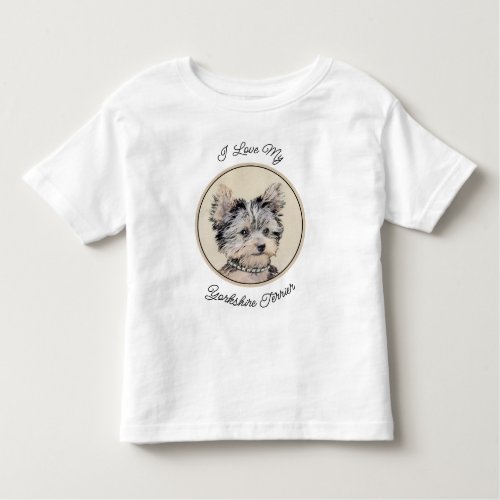 Yorkshire Terrier Puppy Painting Original Dog Art Toddler T_shirt