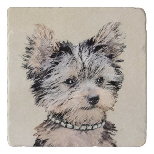 Yorkshire Terrier Puppy Painting Original Dog Art Trivet
