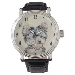Yorkshire Terrier Puppy Painting Original Dog Art Watch