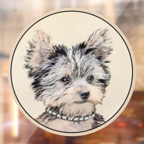 Yorkshire Terrier Puppy Painting Original Dog Art Window Cling