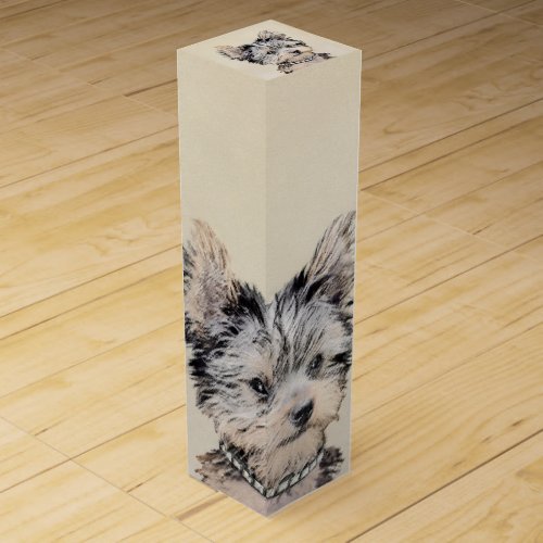 Yorkshire Terrier Puppy Painting Original Dog Art Wine Box