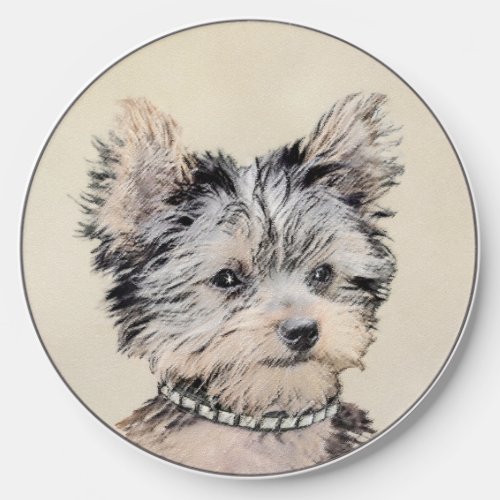 Yorkshire Terrier Puppy Painting Original Dog Art Wireless Charger