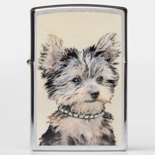 Yorkshire Terrier Puppy Painting Original Dog Art Zippo Lighter