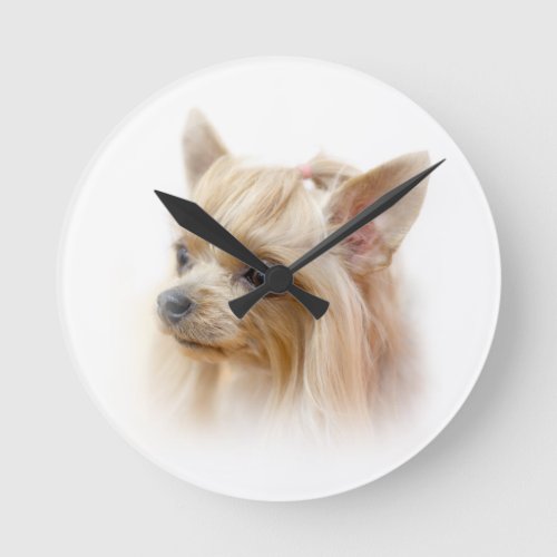 Yorkshire Terrier Puppy Round Clock