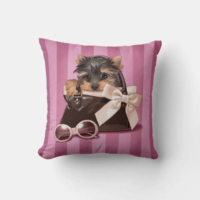 Yorkshire Terrier Puppy Throw Pillow (Front)