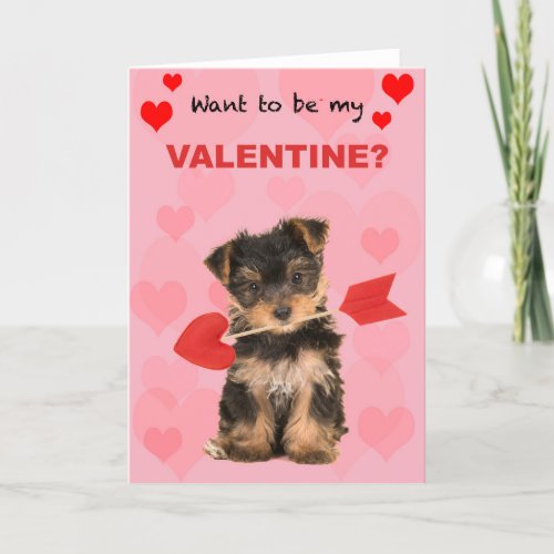 Yorkshire terrier puppy Valentine Holiday Card