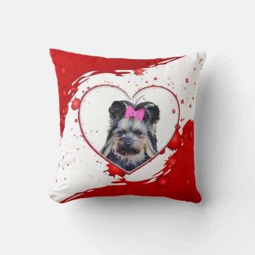 Yorkshire Terrier Red Heart Pillow