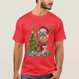 Yorkshire Terrier Reindeer Christmas Tree Light De T-Shirt