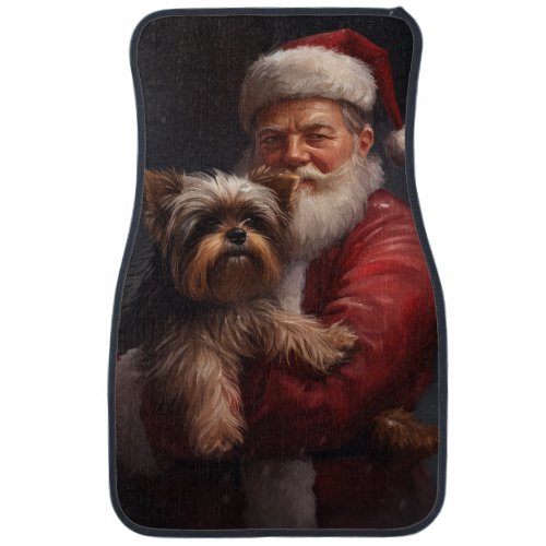 Yorkshire Terrier Santa Claus Festive Christmas Car Floor Mat