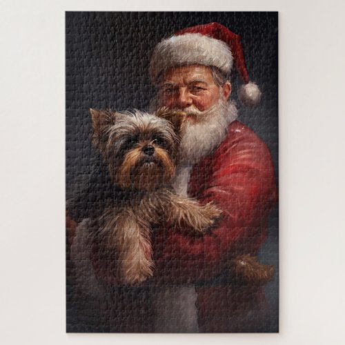 Yorkshire Terrier Santa Claus Festive Christmas Jigsaw Puzzle