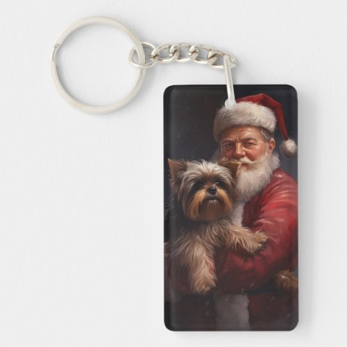Yorkshire Terrier Santa Claus Festive Christmas Keychain