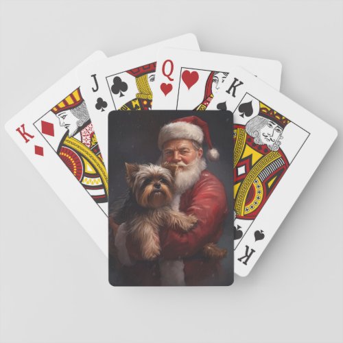 Yorkshire Terrier Santa Claus Festive Christmas Poker Cards