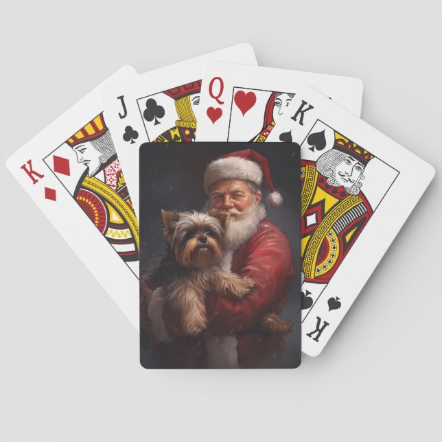 Yorkshire Terrier Santa Claus Festive Christmas Poker Cards (Back)