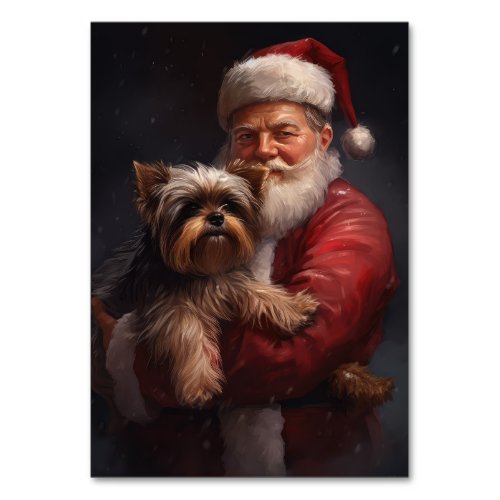 Yorkshire Terrier Santa Claus Festive Christmas Table Number