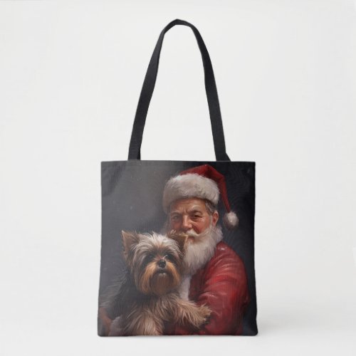 Yorkshire Terrier Santa Claus Festive Christmas Tote Bag