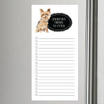Yorkshire Terrier Shopping List Magnetic Notepad<br><div class="desc">Adorable things to fetch Yorkshire Terrier dog with a black chalkboard frame personalized with your name.</div>