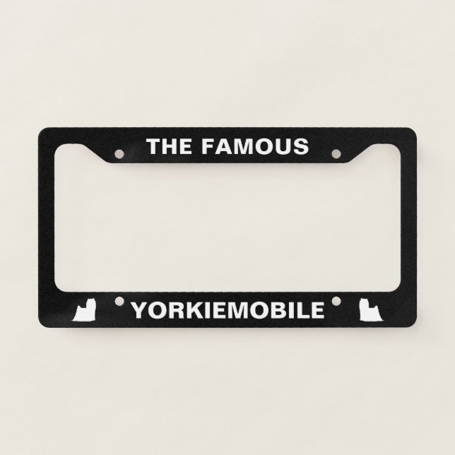 Yorkshire Terrier Silhouettes Yorkiemobile Custom License Plate Frame (Front)