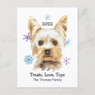 Yorkshire Terrier Snowflakes Custom Text Christmas Holiday Postcard