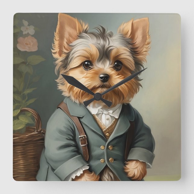 Yorkshire Terrier Square Wall Clock (Front)