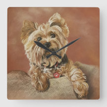 Yorkshire Terrier Square Wall Clock