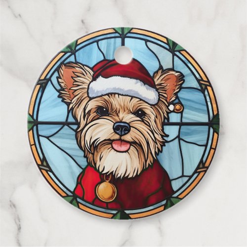 Yorkshire Terrier Stained Glass Christmas Favor Tags