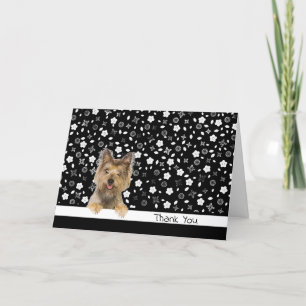 Yorkshire Terrier Thank You on Floral Print Card