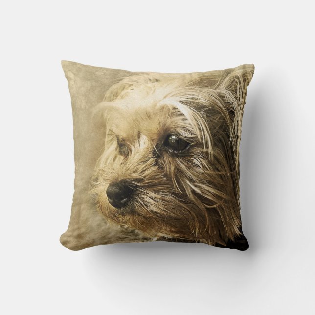 Yorkshire Terrier Throw Pillow (Front)