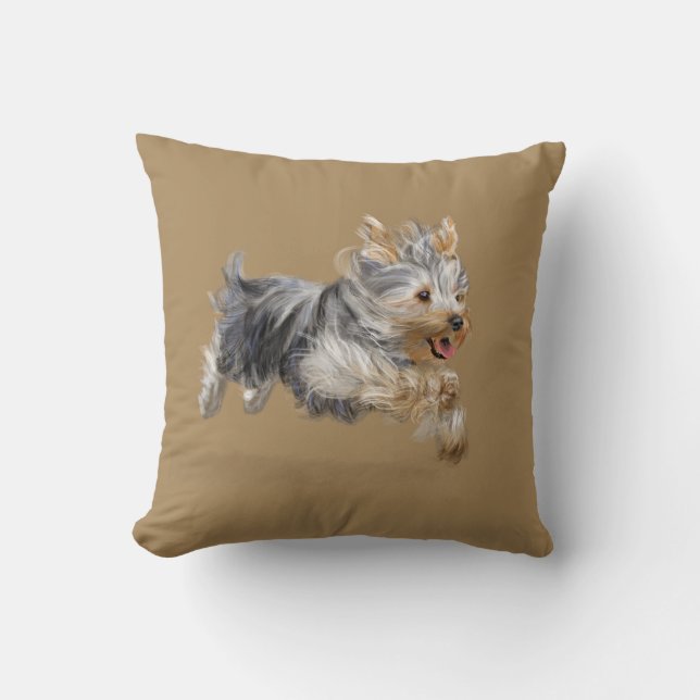 Yorkshire Terrier Throw Pillow (Front)