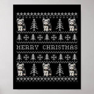 Yorkshire Terrier Ugly Christmas Sweater Funny Dog Poster