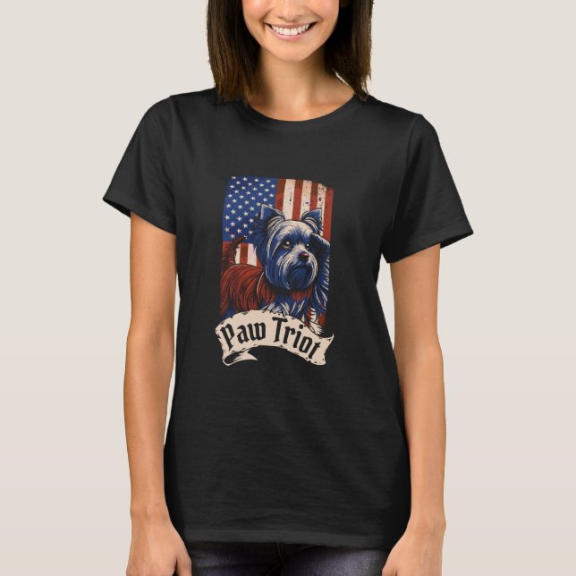 Yorkshire Terrier Us Flag Dog Breed - Pet Yorkie P T-Shirt (Front)