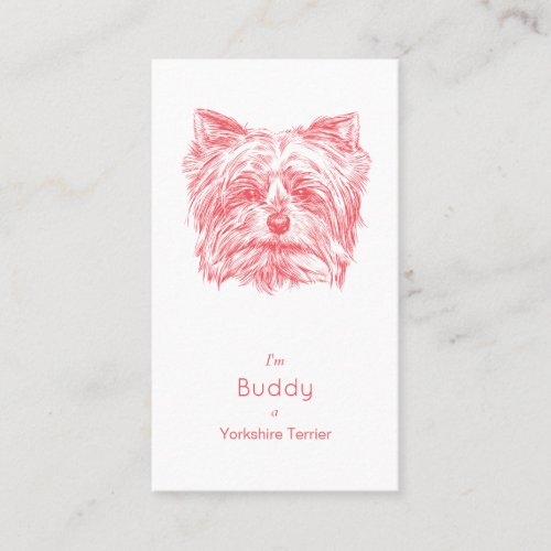 Yorkshire Terrier Vintage Business Card _ Pink