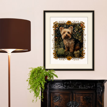Yorkshire Terrier Vintage Floral Tapestry Poster by AntiqueImages at Zazzle
