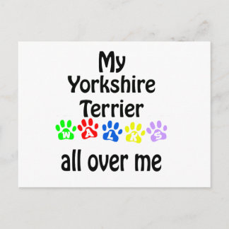 Yorkshire Terrier Walks Design Postcard