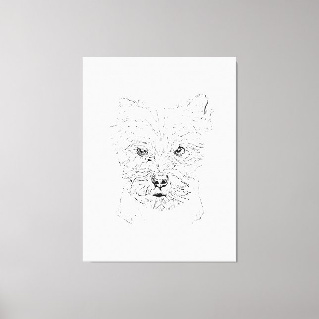 Yorkshire Terrier Wall Art,Minimalist Line Drawing Canvas Print (Front)