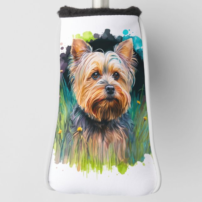 Yorkshire Terrier Watercolor Putter Golf Head Cover (Rotate 90)