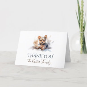 Yorkshire Terrier Watercolor Thank You Card