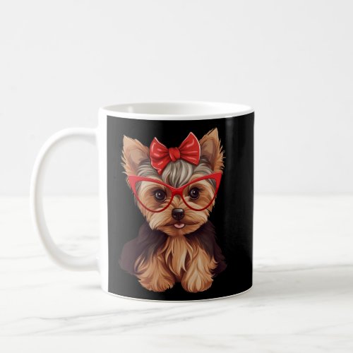 Yorkshire Terrier Wearing Red Glasses And Headband Coffee Mug