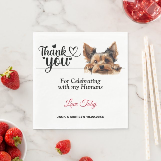 Yorkshire Terrier Wedding Napkins with Dogs Photo (Insitu)
