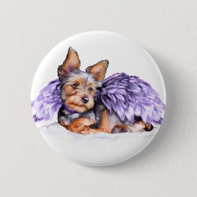 Yorkshire Terrier Yorkie Angel Pinback Button (Front)