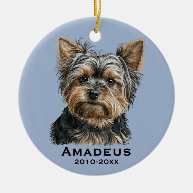 Yorkshire Terrier Yorkie Dog Keepsake Love Memory Ceramic Ornament (Front)