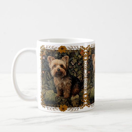 Yorkshire Terrier Yorkie Dog Vintage Floral Coffee Mug