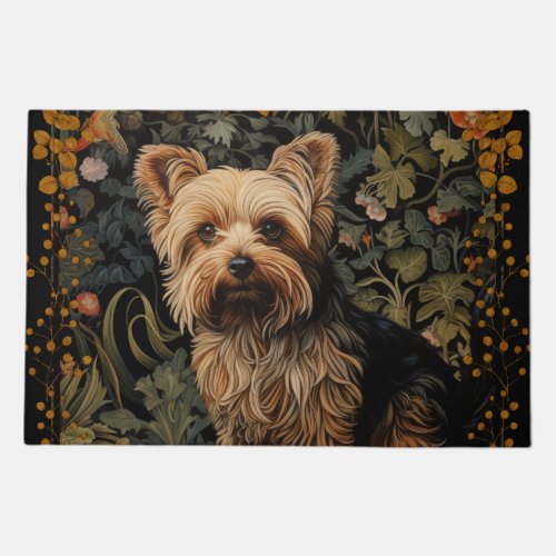 Yorkshire Terrier Yorkie Dog Vintage Floral Doormat