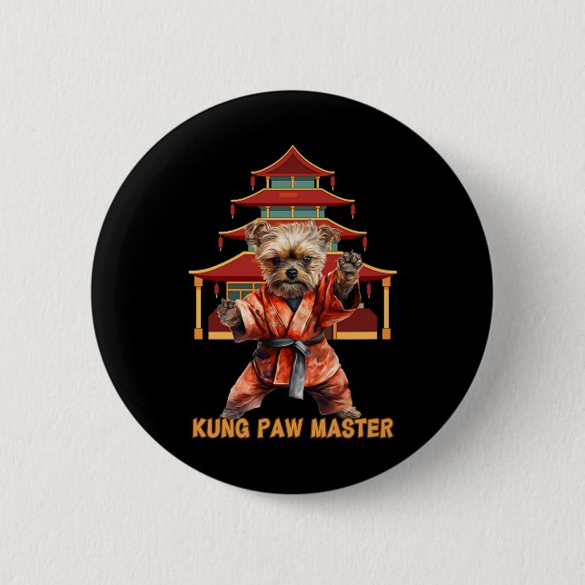 Yorkshire Terrier Yorkie Karate Martial Arts Funny Button (Front)