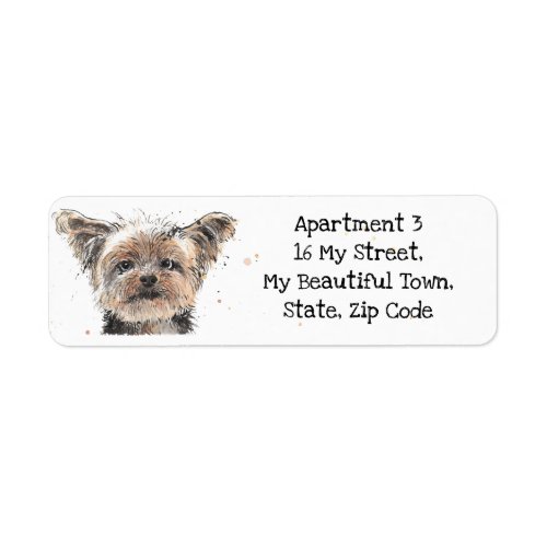 Yorkshire Terrier Yorkie Pet dog watercolor Label