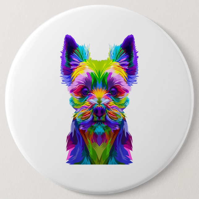 Yorkshire Terrier Yorkie Pop Art Dog Gift Button (Front)