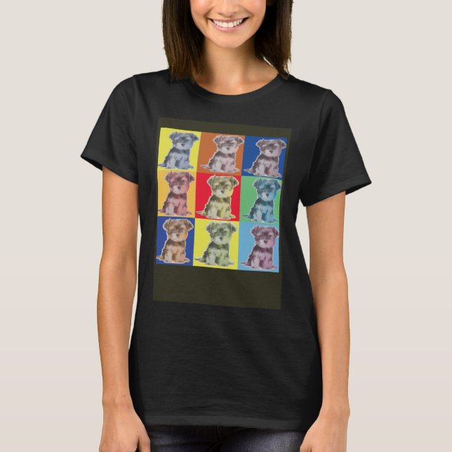Yorkshire Terrier Yorkie Pop Popart Dog T-Shirt (Front)