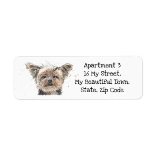 Yorkshire Terrier, Yorkie speckle watercolor dog Label