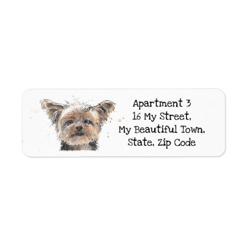 Yorkshire Terrier Yorkie speckle watercolor dog Label