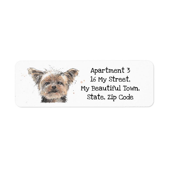 Yorkshire Terrier, Yorkie speckle watercolor dog Label (Front)